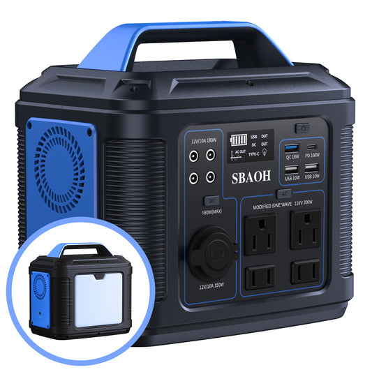 300W Portable Power Station – 296Wh/80,000mAh Backup Battery for Home & Outdoor Emergencies (Solar Panel Not Included)