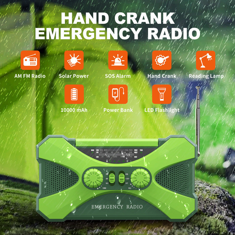 3 in 1 Emergency Radio with Hand Crank, Flashlight, Reading Lamp, Solar Power Bank & SOS